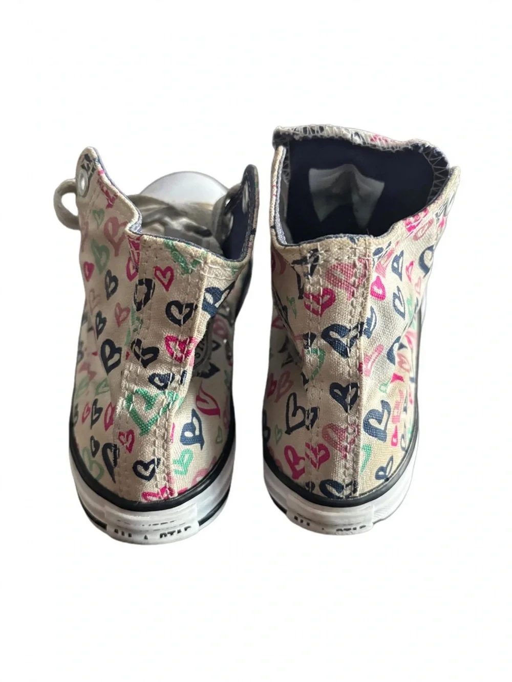 Converse Chuck Taylor All Star Hi Hearts - Youth US 3 Cream Multi-Color Hearts